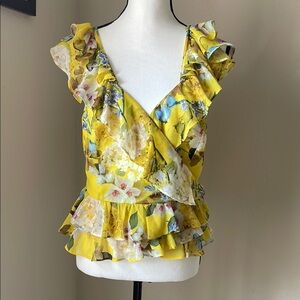 Marissa Webb Collective Yellow ruffle Blouse